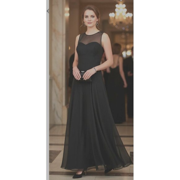 Vintage New Image Luxgoth Wedding Formal Cutout Maxi Dress Black Womens Size 12 - Picture 1 of 13